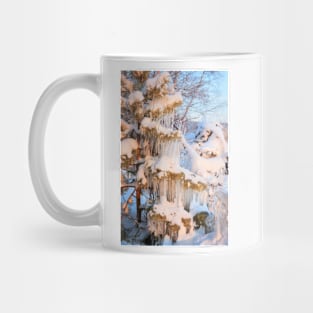 Beautiful icicles ice formation on small tree Mug